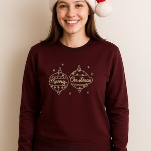 Holiday Celebrate Together Merry Christmas Sweatshirt Burgundy Secret Santa S